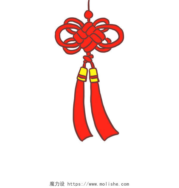 红色手绘卡通古风中国风中国结新年春节元素PNG素材